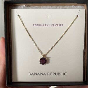 Banana Republic Gold Necklace with Dark Purple Pendant